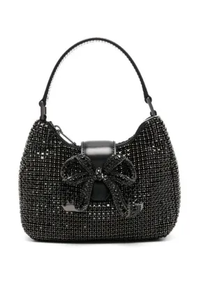Borsa a mano crescent con cristalli in nero - donna