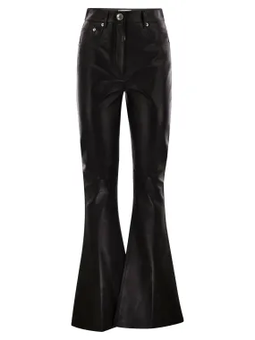 CANOA – Nappa leather 5-pocket flare trousers