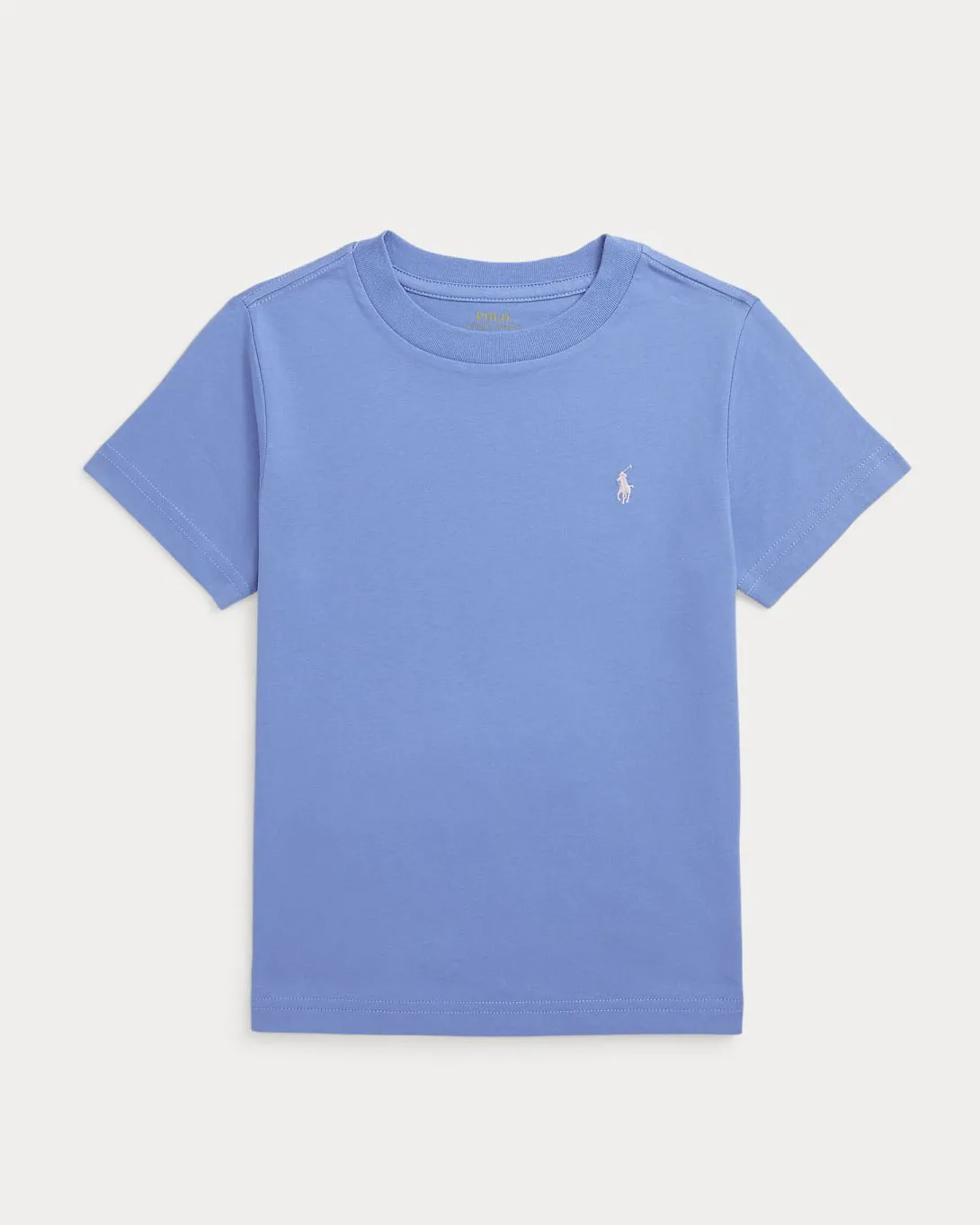 T-shirt celeste mezza manica con logo pony cipria ricamato 2-7 anni