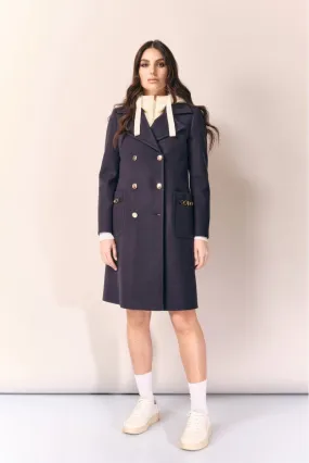 WHITE WISE CAPPOTTO DOPPIOPETTO CON APPLICAZIONI ORO - WW19430 